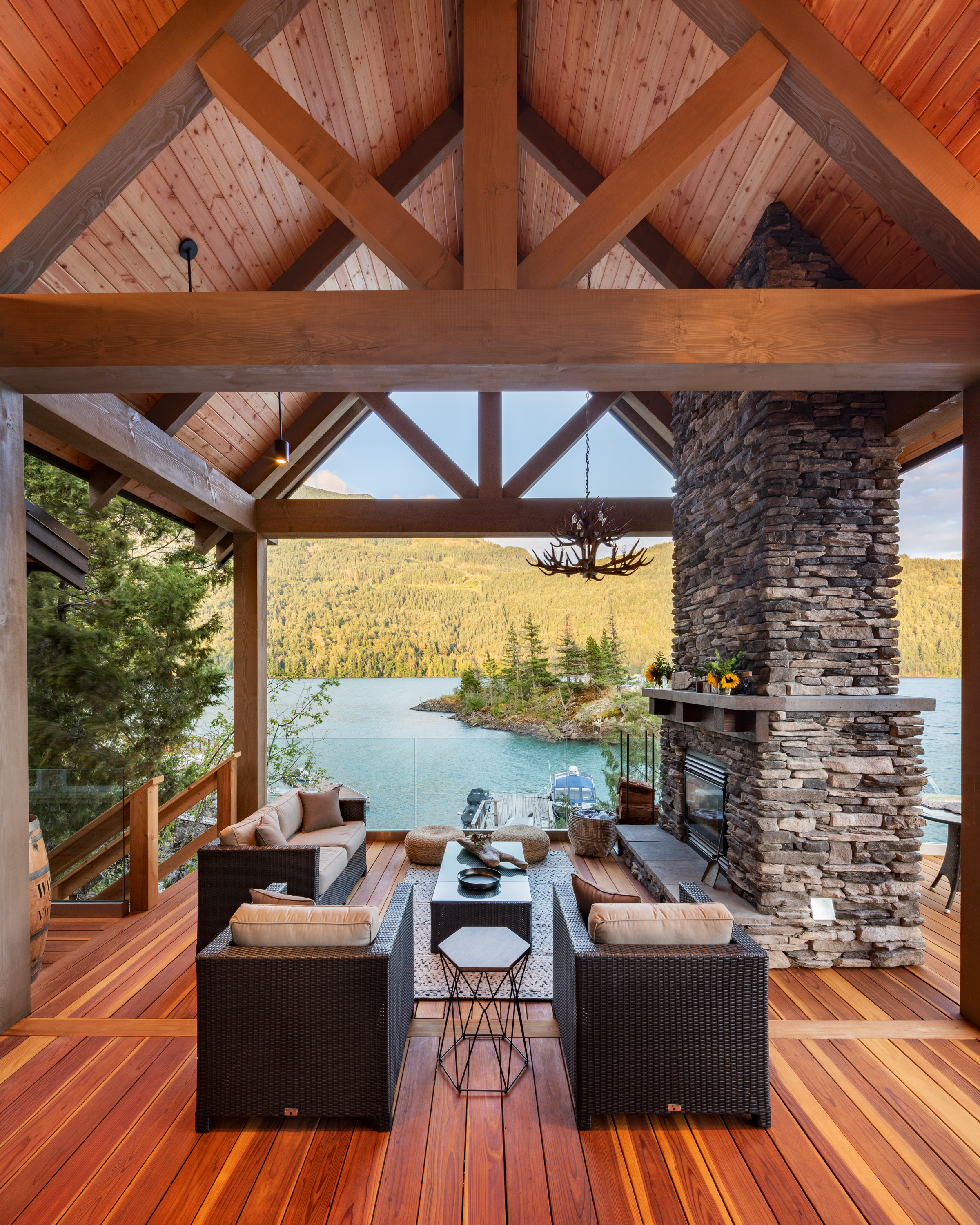 Harrison Lake House redwood deck