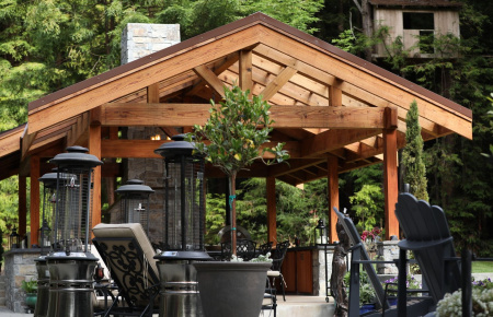 Redwood Timber Pergola Highlights Custom Outdoor Kitchen