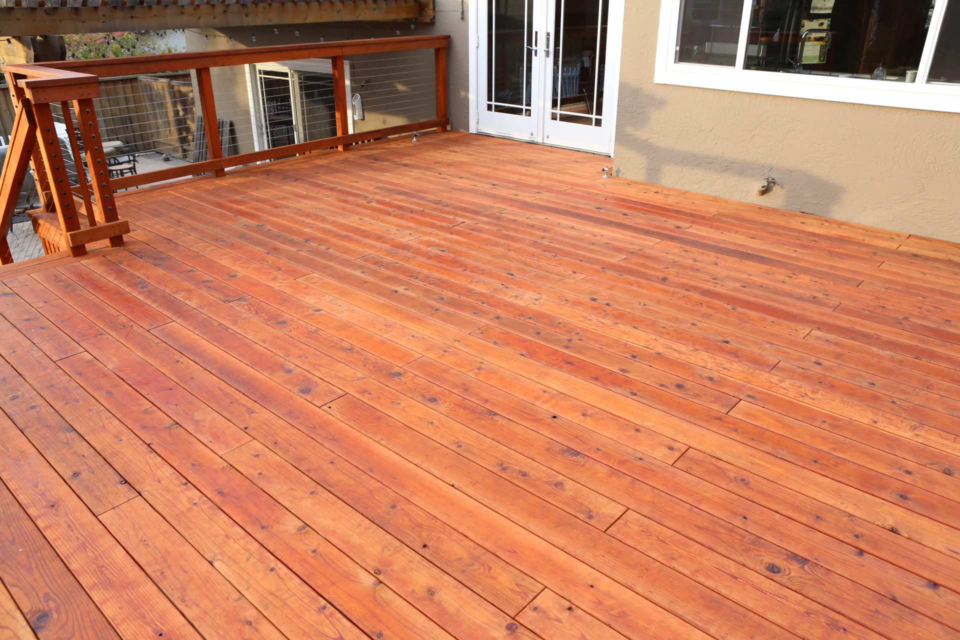 construction heart redwood deck