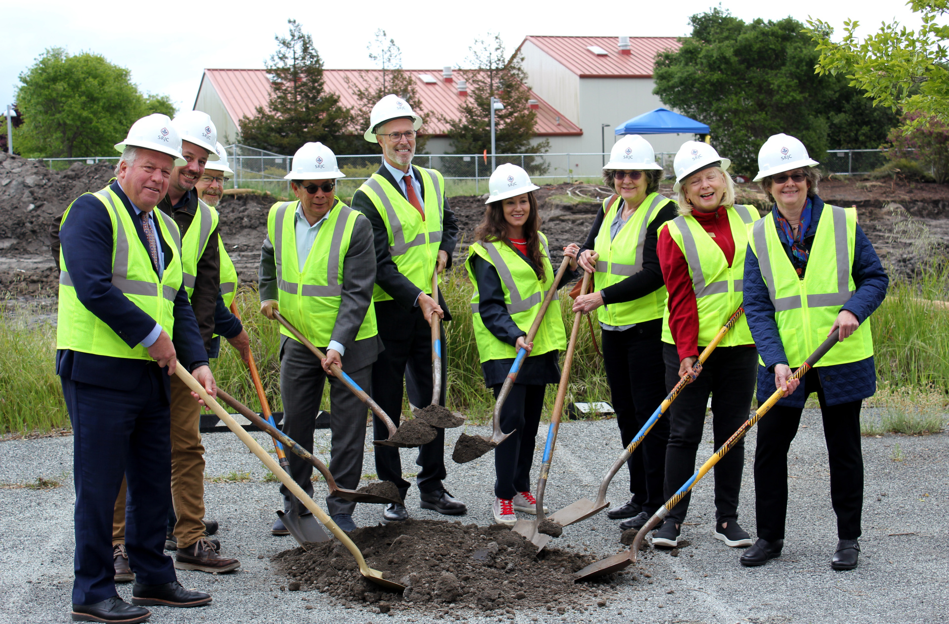 State and local leaders attended the Santa Rosa Junior College Petaluma Construction Training Center Ceremonial Groundbreaking on May 3, 2023.
